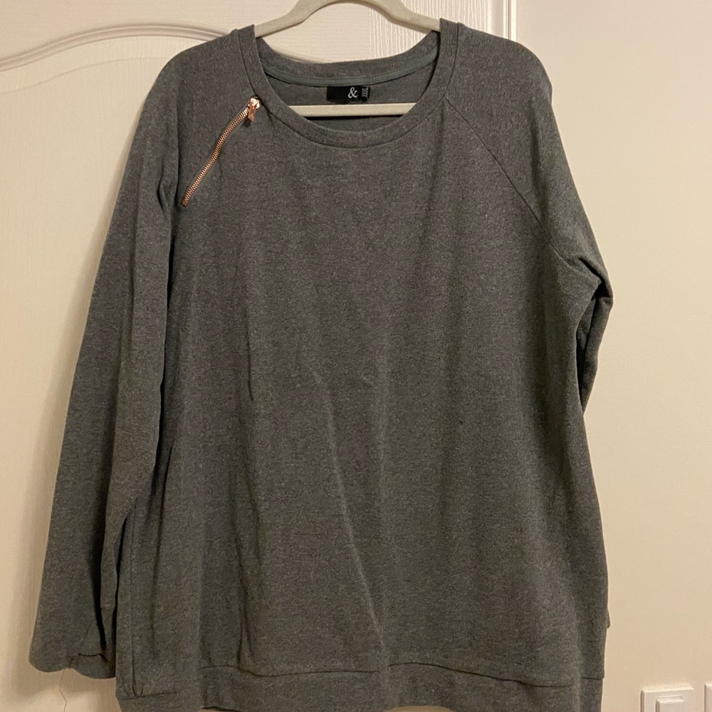 Scoop Neck Sweater with Zipper Accent